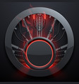 abstract circle metal background with red glow vector image vector image