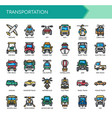 transportation thin line and pixel perfect icons vector image