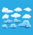 cloud abstract white cloudy set isolated on blue vector image vector image