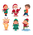 cute kids in christmas costumes vector image