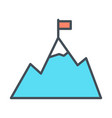 mountains with flag on peak line icon vector image