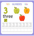 numbers tracing worksheet for preschool vector image
