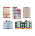 living buildings flat style urban houses with 3 vector image