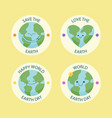 flat stickers set earth day celebration vector image