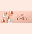 pink copper easter eggs luxury web banner vector image vector image