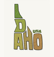 state idaho with name distorted into shape vector image