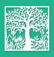square panel with a tree grass flowers vector image