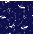 doodle space seamless pattern with planets vector image