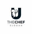 letter u chef logo initial restaurant cook vector image vector image