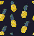 seamless pattern of pineapple on dark blue vector image