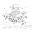 cartoon snowman in hat and scarf with garland vector image
