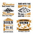 adventure quote and saying set vector image