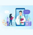 doctor consults patient online via smartphone vector image