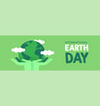 earth day banner of hands holding green planet vector image vector image