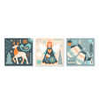 set scandinavian christmas or winter scenes vector image vector image