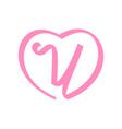 initial v love ribbon vector image