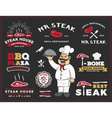 set of steak and grill restaurant logo label vector image
