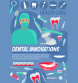 dental innovations doctor and dentistry tools vector image vector image