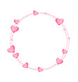 pink wreath for valentines day with hearts vector image vector image