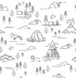 pattern with hiking and landscape elements vector image vector image