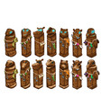 wooden animals totems with ancient decorations vector image vector image