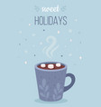christmas hot drink with marshmallow happy vector image