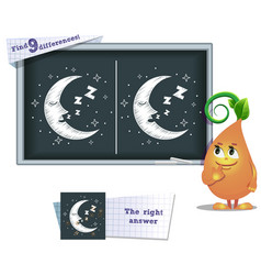 Game find 9 differences moon Royalty Free Vector Image
