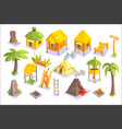 jungle tribal living houses and other objects vector image