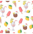 seamless pattern ice cream cocktail fruit vector image vector image