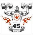 bodybuilder and bodybuilding fitness logos emblems vector image