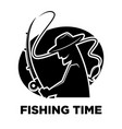fishing club icon of fisherman and fish catch vector image