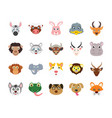 animals flat colored icons set vector image