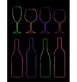 colorful linear set of bottle and glass vector image vector image