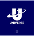 universe logo contrast u monogram with orbit vector image