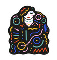 abstract print design with long hair woman vector image vector image
