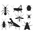 insects large set ant grasshopper ladybug vector image
