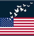 american flag with flying pigeon vector image