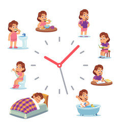 Daily clock for girl routine schedule of Vector Image