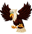 funny flying brown eagle cartoon vector image