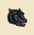 screaming mad wolf for tattoo or label roaring vector image vector image