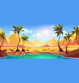 cartoon oasis in sahara desert with palm landscape vector image