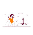 plus size woman posing at beach vector image