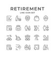 set line icons retirement or pension vector image