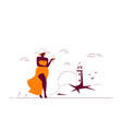 attractive plus size woman walking at beach vector image