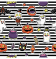 halloween seamless pattern in cartoon comic style vector image vector image