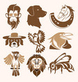 brown animals collection vector image