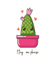 cute cartoon kawaii cactus with smile face in pot vector image vector image