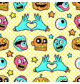 halloween seamless pattern in cartoon comic style vector image vector image