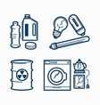 garbage wastes trash line icons set vector image