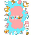 background with cute kawaii cats fun animal vector image vector image